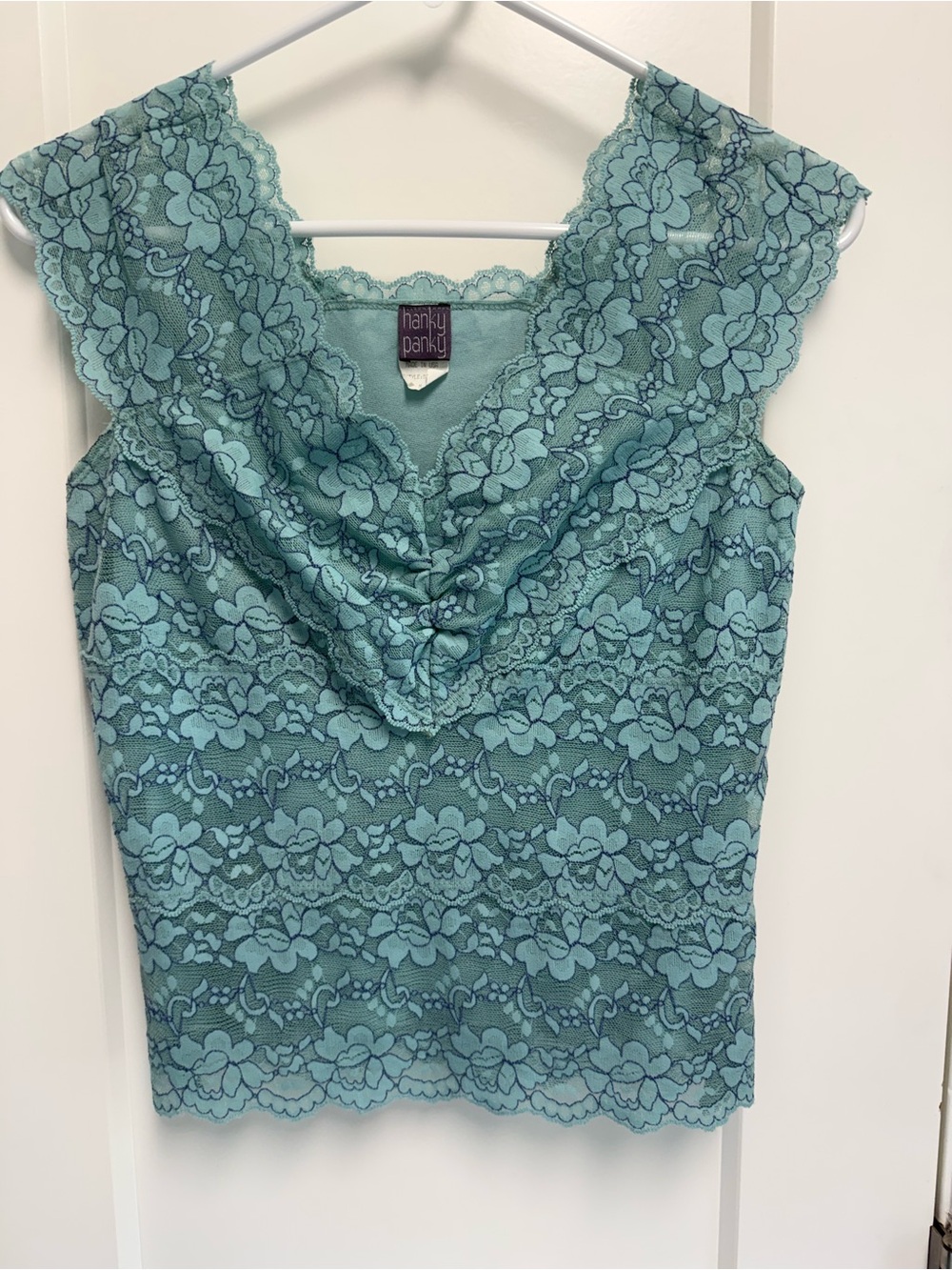 Anthropologie Hanky Panky Seafoam Green Lace Cowl Neck Tank